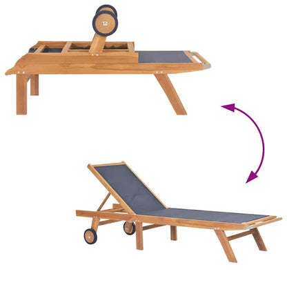 Sunlounger | Teak and Black | Teak wood and Textilene fabric | Standard
