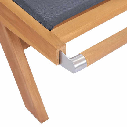 Sunlounger | Teak and Black | Teak wood and Textilene fabric | Standard