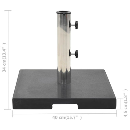 Parasol Base | Black | Granite, Stainless Steel | 20kg, 40 x 40 x 4.5 cm