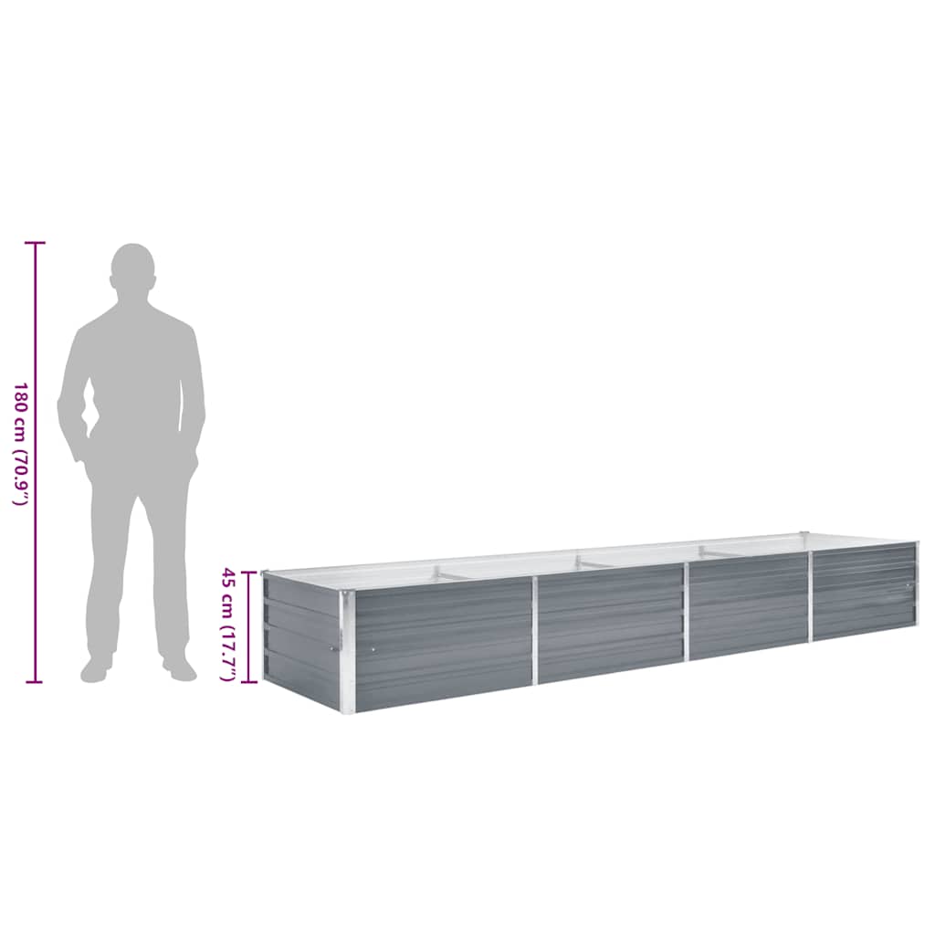 Garden Raised Bed Galvanised Steel 320x80x45 cm Grey