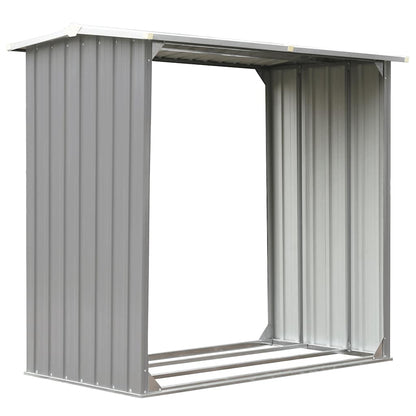 Garden Log Storage Shed Galvanised Steel 172x91x154 cm Grey
