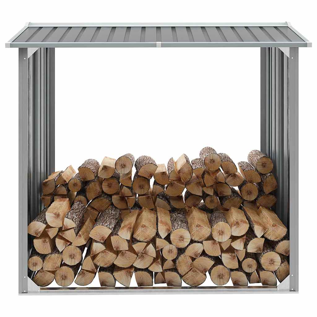 44858 vidaXL Garden Log Storage Shed Galvanised Steel 172x91x154 cm Grey