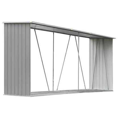 Garden Log Storage Shed Galvanised Steel 330x84x152 cm Grey