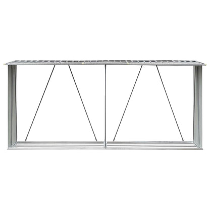 Garden Log Storage Shed Galvanised Steel 330x84x152 cm Grey