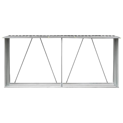 Garden Log Storage Shed Galvanised Steel 330x84x152 cm Grey