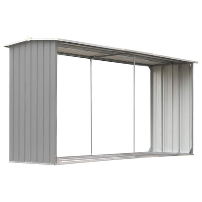 44860 vidaXL Garden Log Storage Shed Galvanised Steel 330x92x153 cm Grey