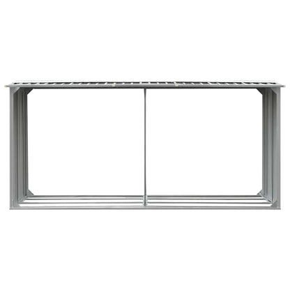 Garden Log Storage Shed Galvanised Steel 330x92x153 cm Grey