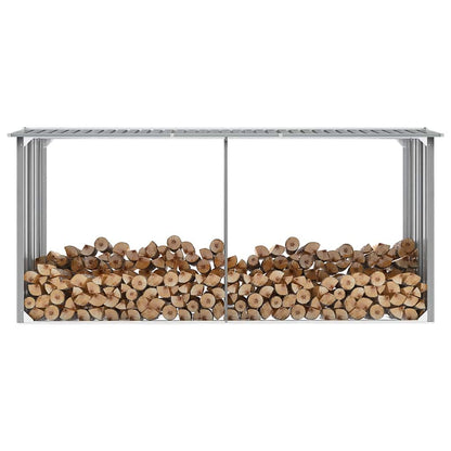 Garden Log Storage Shed Galvanised Steel 330x92x153 cm Grey