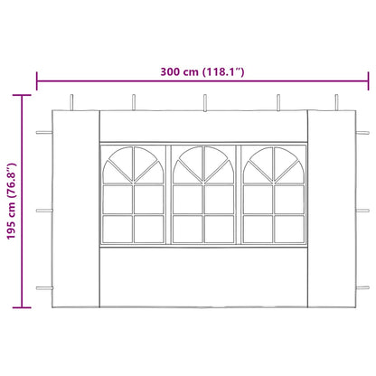 Party Tent Sidewall 2 pcs with Window PE White