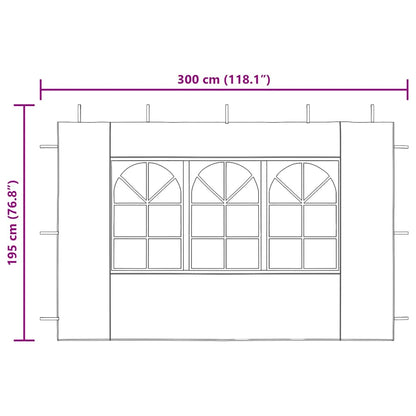 Party Tent Sidewall 2 pcs with Window PE Green