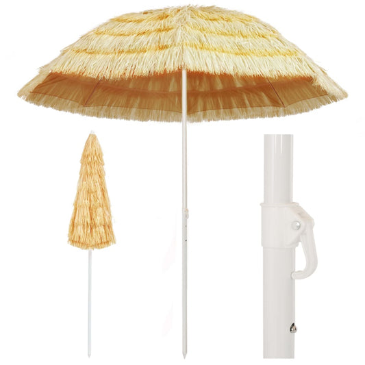 Beach Parasol | Natural | Polypropylene, Polyester, Powder-Coated Steel
