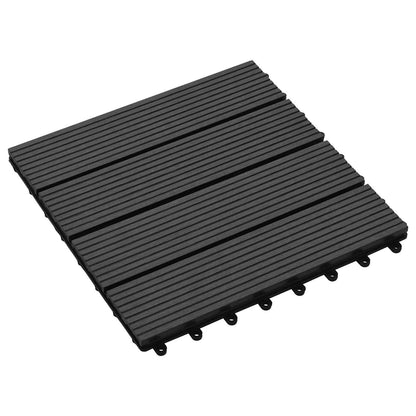 Decking Tile 11 pcs Black 30 x 30 cm WPC