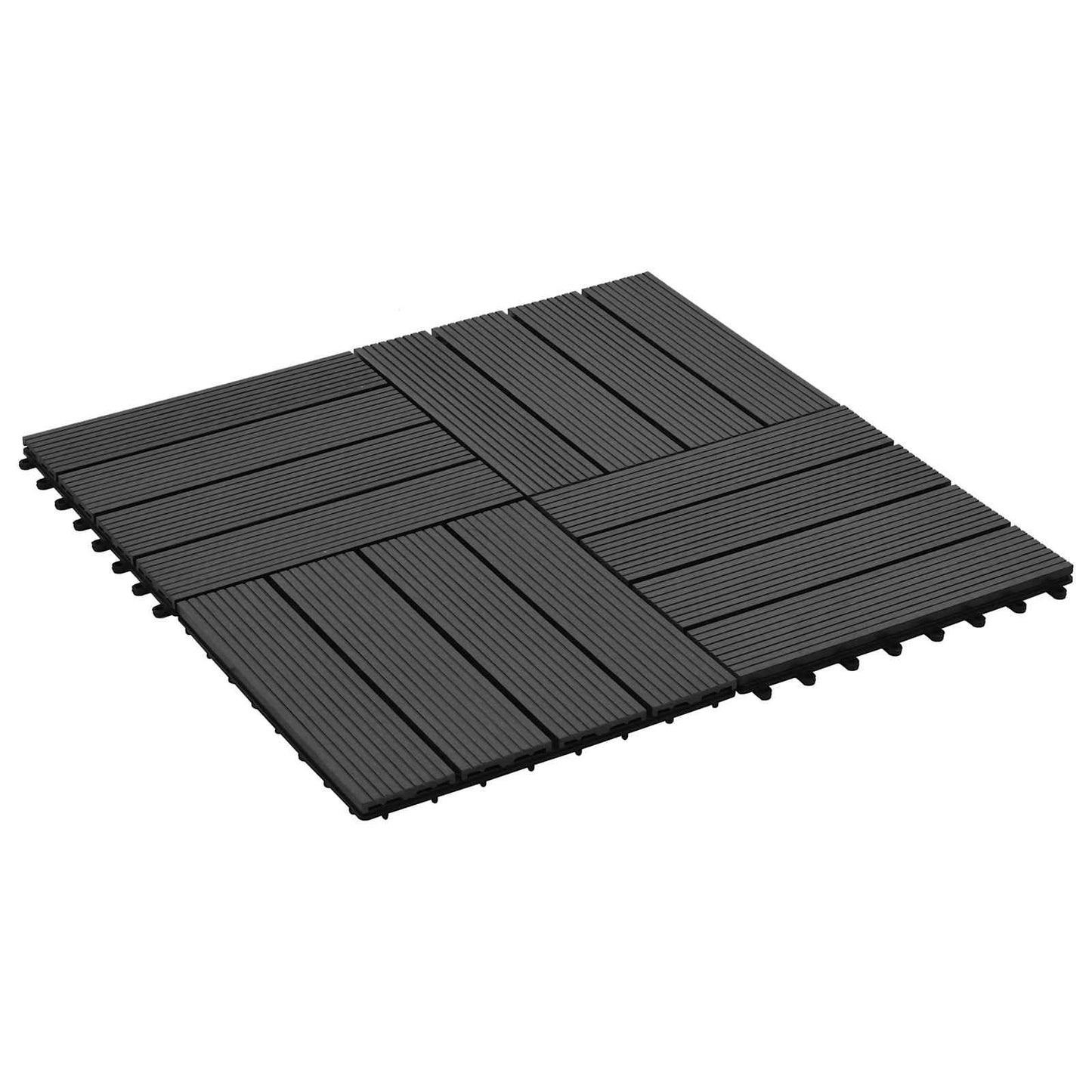 Decking Tile 11 pcs Black 30 x 30 cm WPC