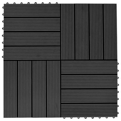 Decking Tile 11 pcs Black 30 x 30 cm WPC