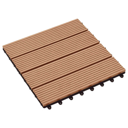 Decking Tile 11 pcs Teak 30 x 30 cm WPC