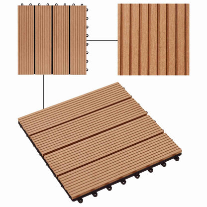 Decking Tile 11 pcs Teak 30 x 30 cm WPC
