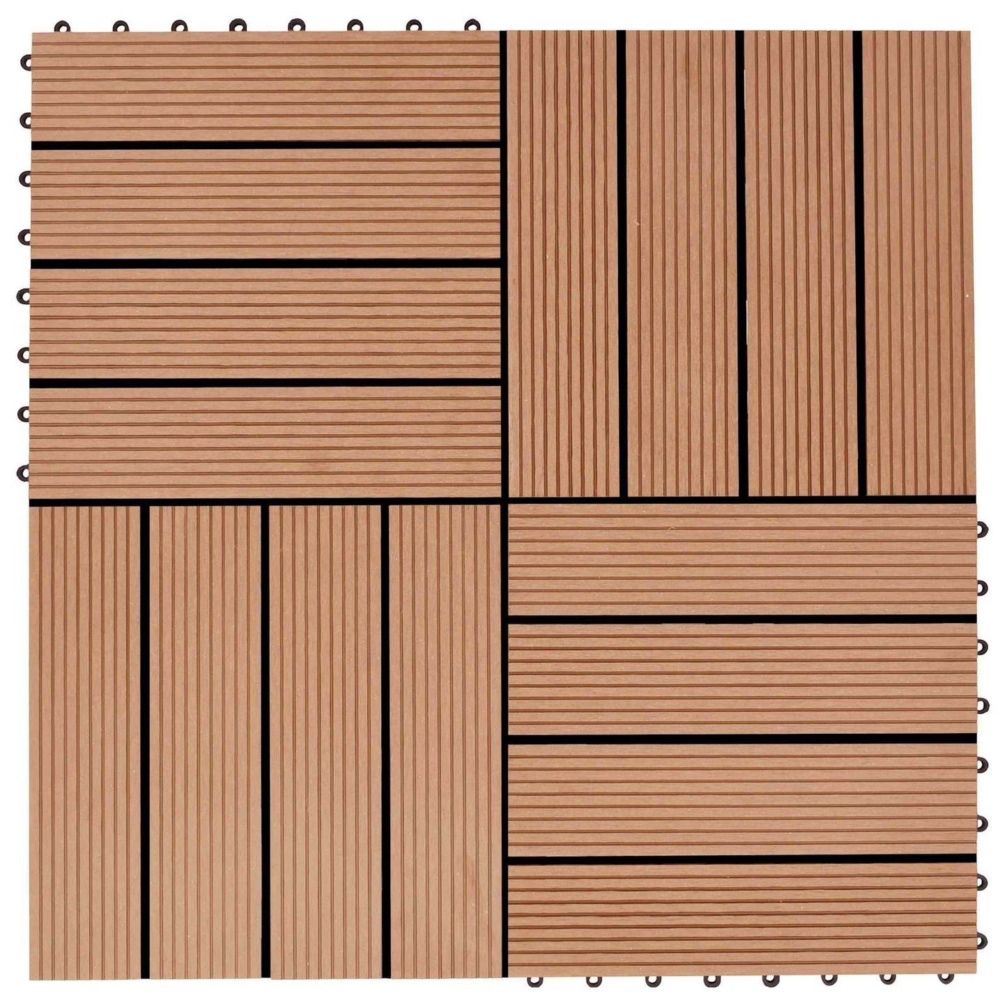 Decking Tile 11 pcs Teak 30 x 30 cm WPC