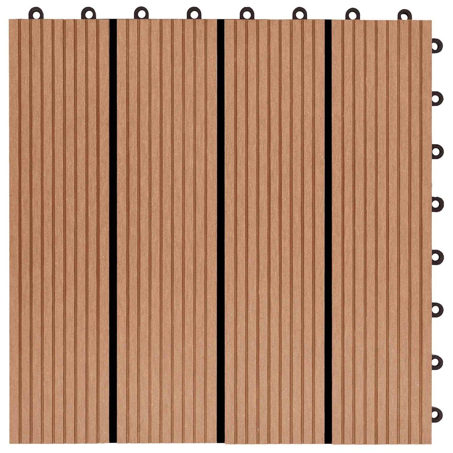 Decking Tile 11 pcs Teak 30 x 30 cm WPC