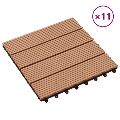 Decking Tile 11 pcs Teak 30 x 30 cm WPC