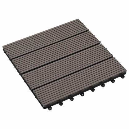 Decking Tile 11 pcs Dark Brown 30 x 30 cm WPC