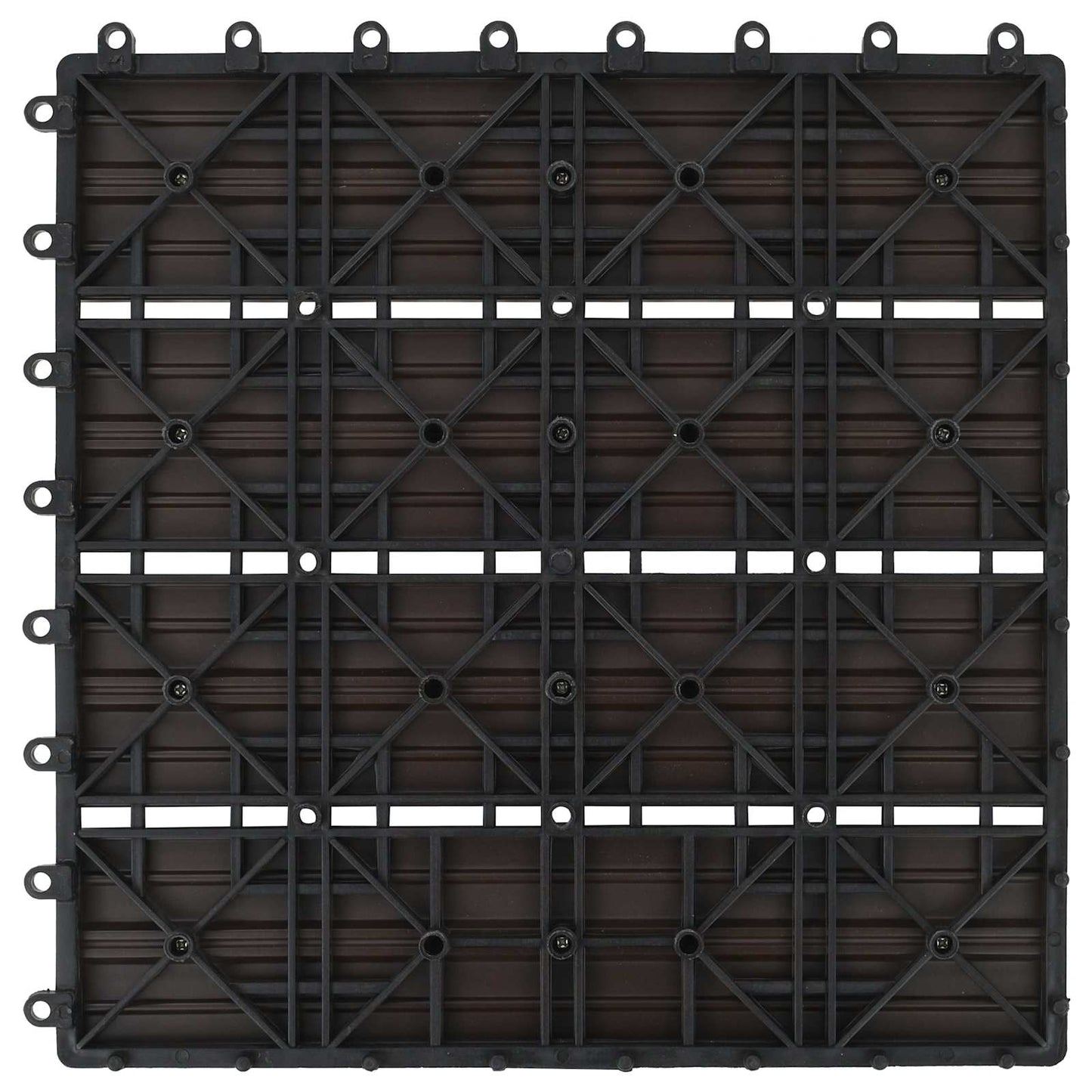 Decking Tile 11 pcs Dark Brown 30 x 30 cm WPC