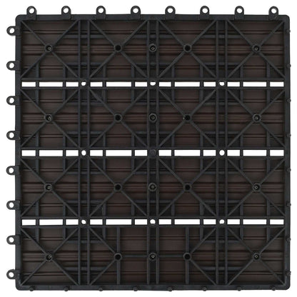 Decking Tile 11 pcs Dark Brown 30 x 30 cm WPC