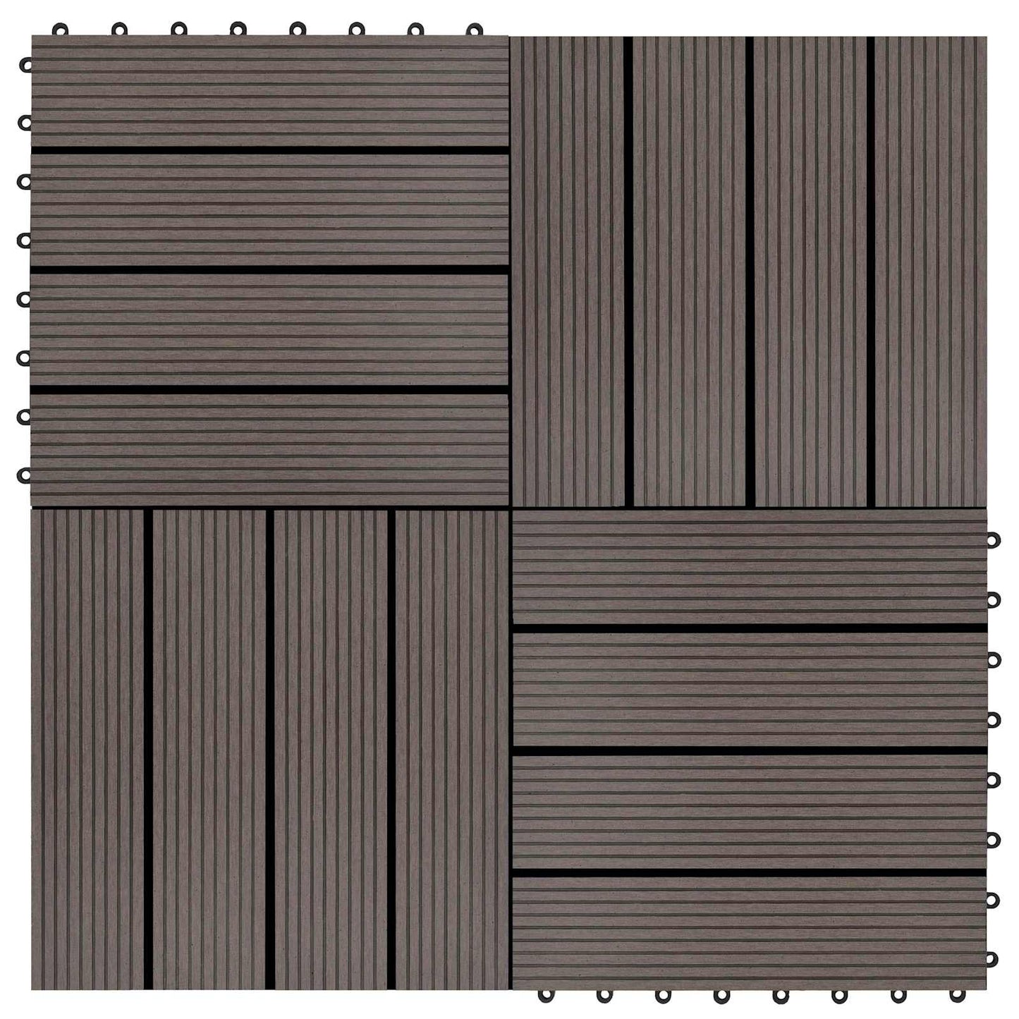 Decking Tile 11 pcs Dark Brown 30 x 30 cm WPC