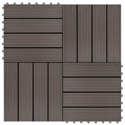 Decking Tile 11 pcs Dark Brown 30 x 30 cm WPC