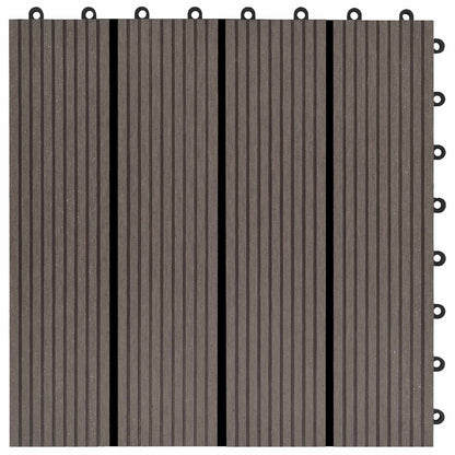 Decking Tile 11 pcs Dark Brown 30 x 30 cm WPC