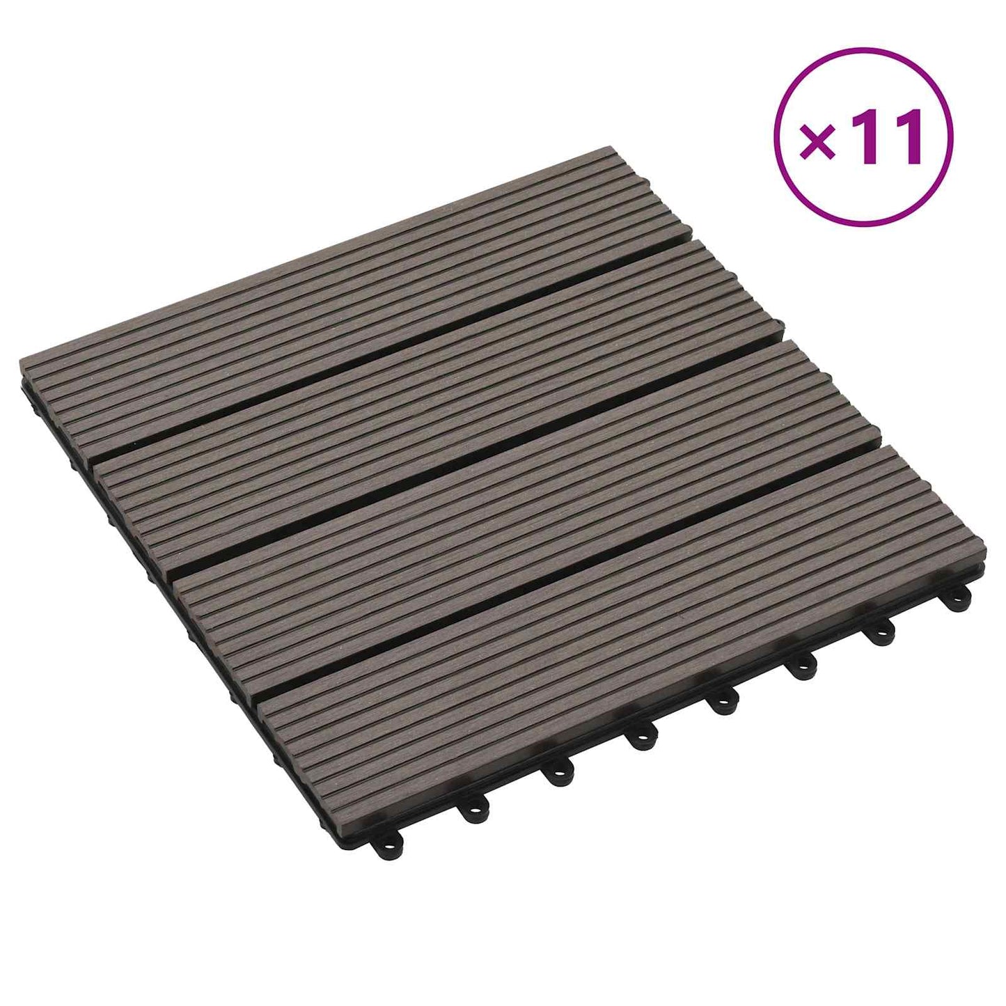 Decking Tile 11 pcs Dark Brown 30 x 30 cm WPC