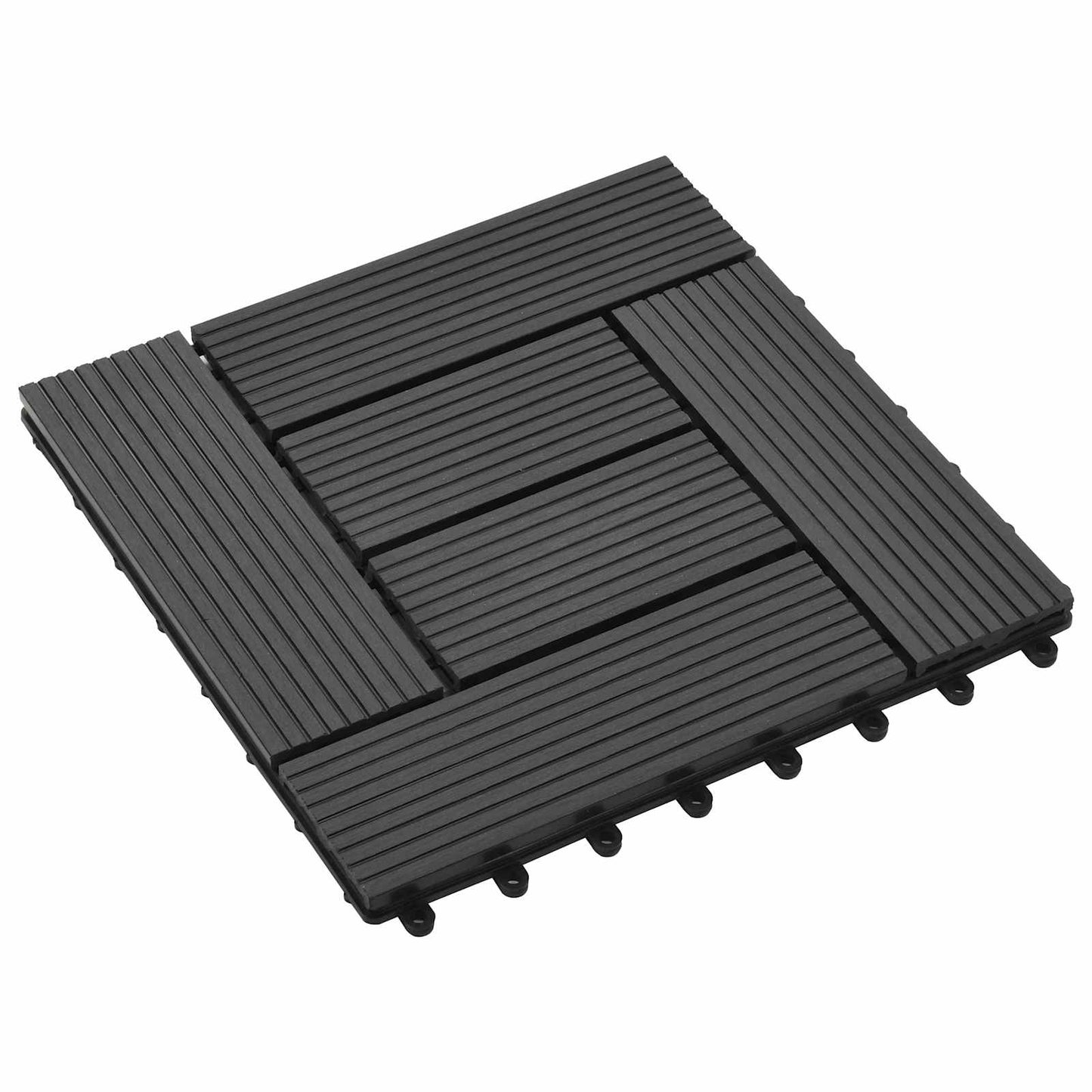 Decking Tile 11 pcs Black 30 x 30 cm WPC