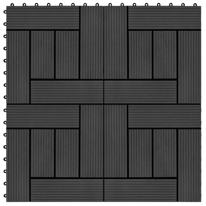Decking Tile 11 pcs Black 30 x 30 cm WPC