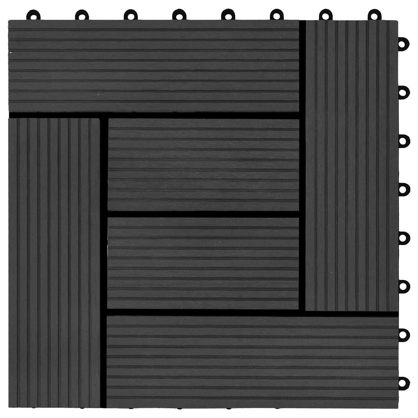 Decking Tile 11 pcs Black 30 x 30 cm WPC