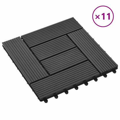 Decking Tile 11 pcs Black 30 x 30 cm WPC
