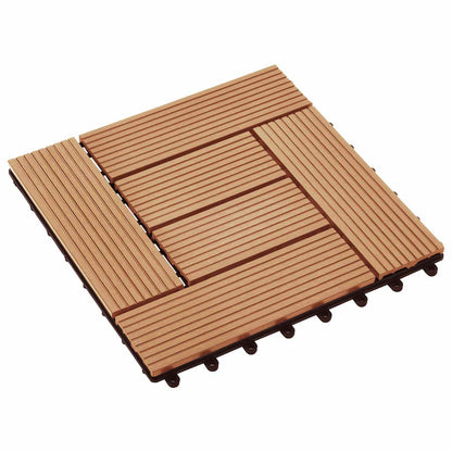 Decking Tile 11 pcs Teak 30 x 30 cm WPC