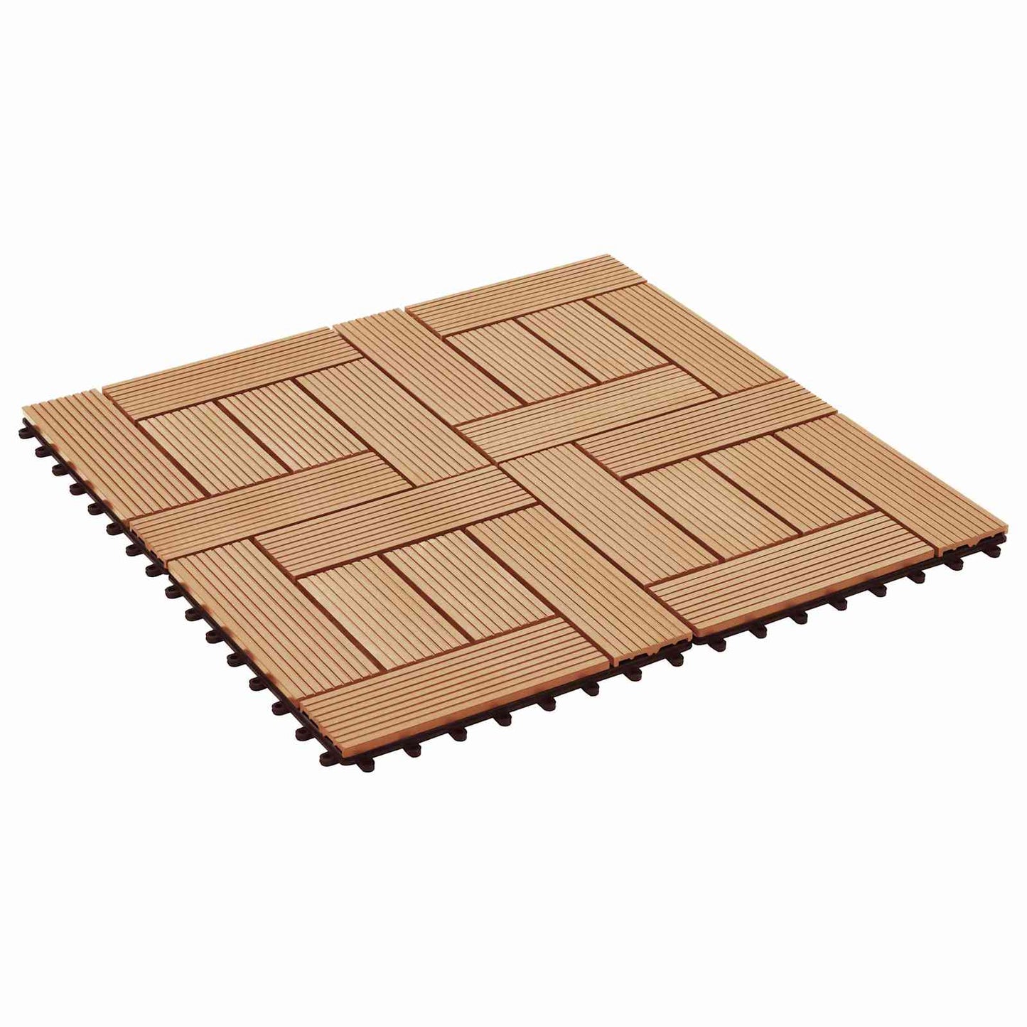 Decking Tile 11 pcs Teak 30 x 30 cm WPC