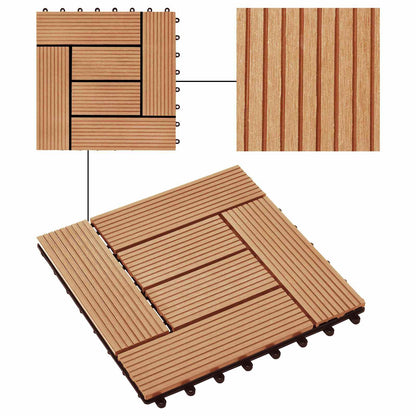 Decking Tile 11 pcs Teak 30 x 30 cm WPC