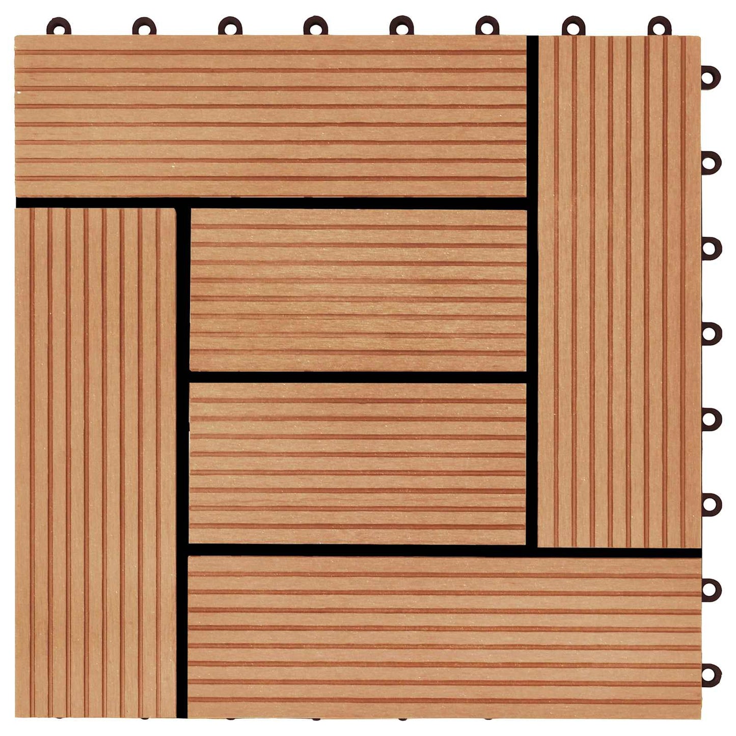 Decking Tile 11 pcs Teak 30 x 30 cm WPC