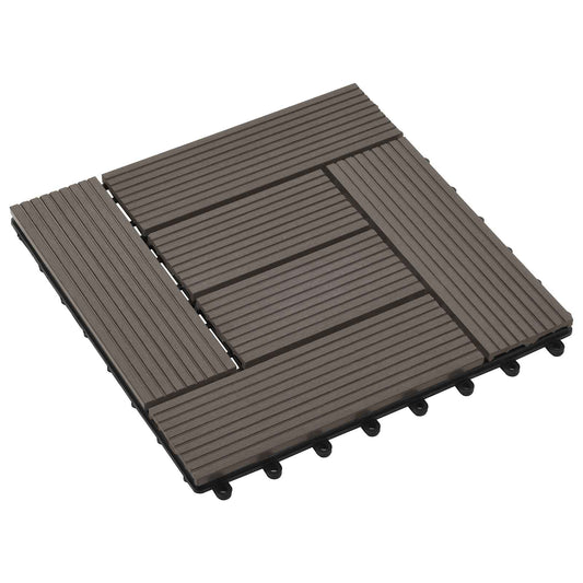 Decking Tile 11 pcs Dark Brown 30 x 30 cm WPC