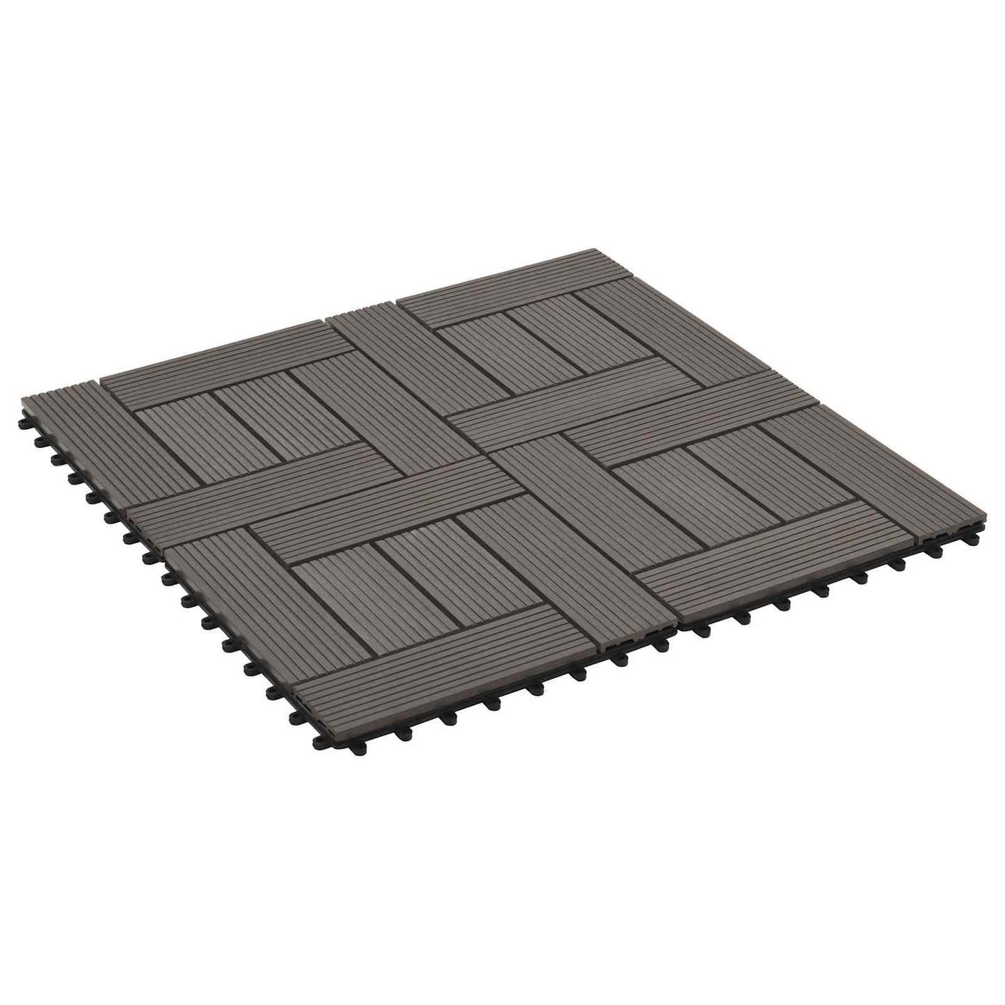 Decking Tile 11 pcs Dark Brown 30 x 30 cm WPC
