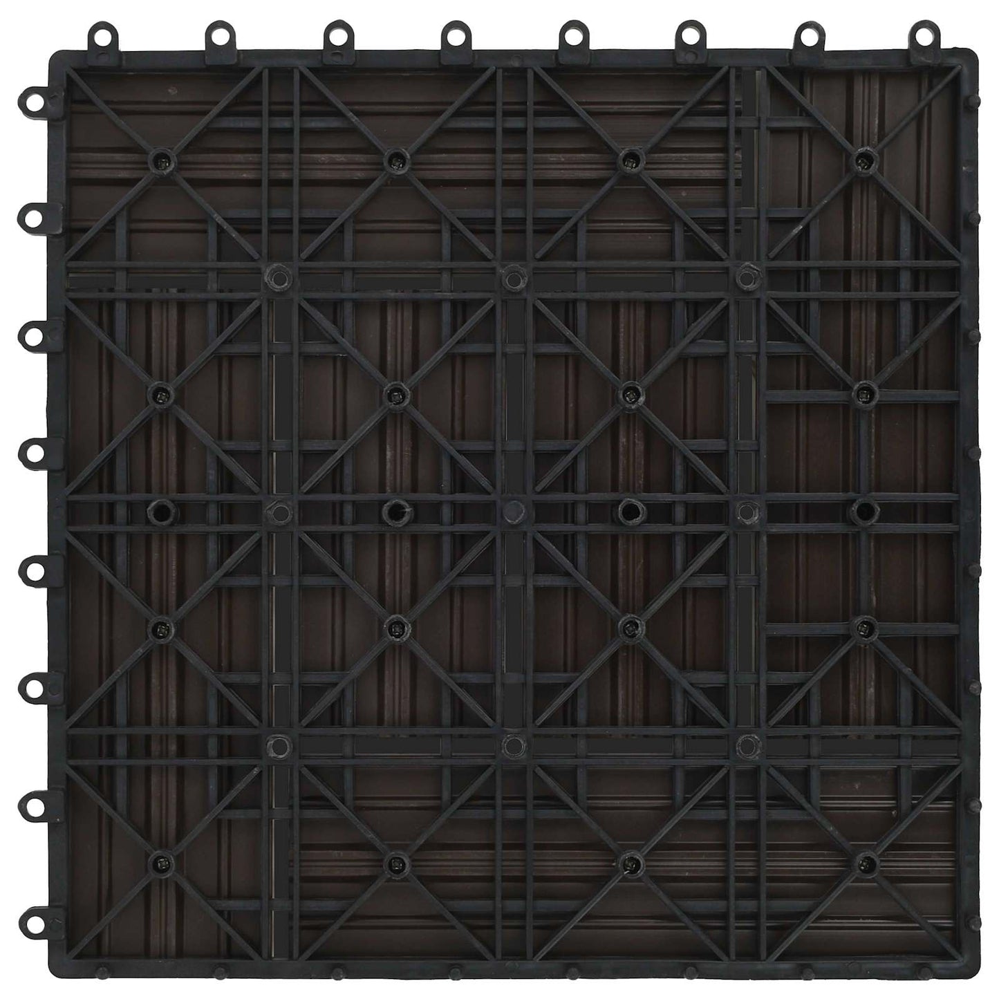 Decking Tile 11 pcs Dark Brown 30 x 30 cm WPC