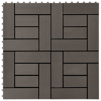 Decking Tile 11 pcs Dark Brown 30 x 30 cm WPC