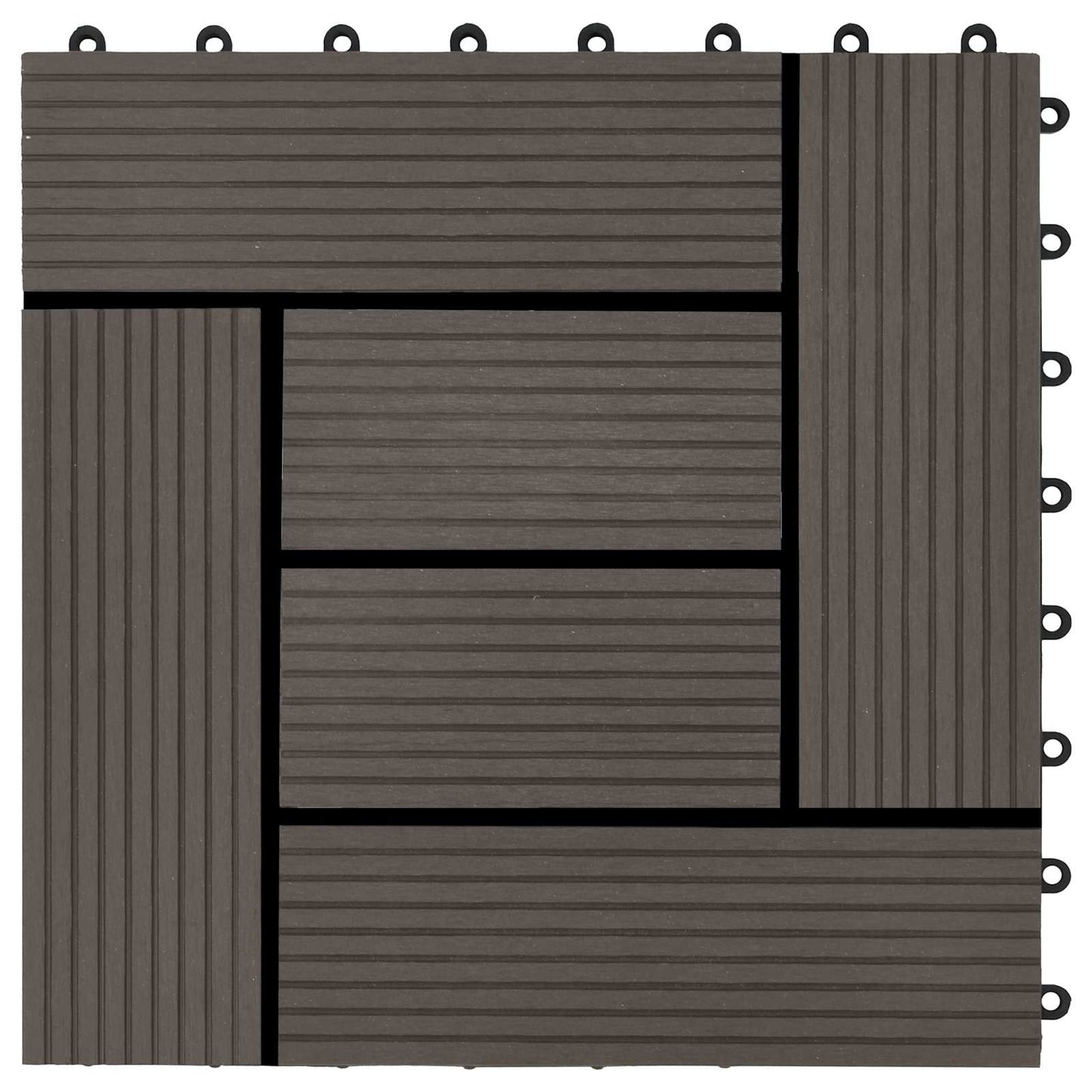 Decking Tile 11 pcs Dark Brown 30 x 30 cm WPC