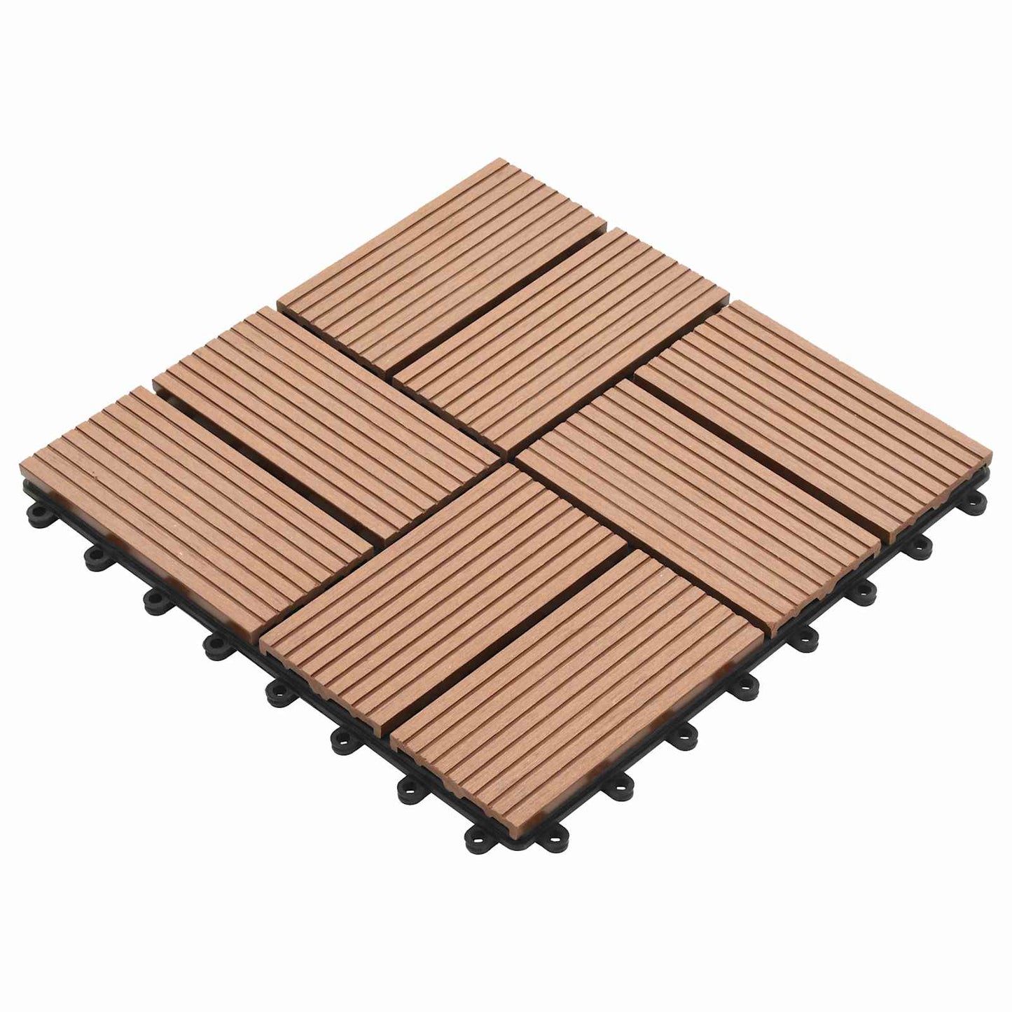 Decking Tile 11 pcs Brown 30 x 30 cm WPC