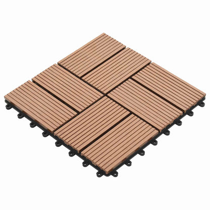 Decking Tile 11 pcs Brown 30 x 30 cm WPC