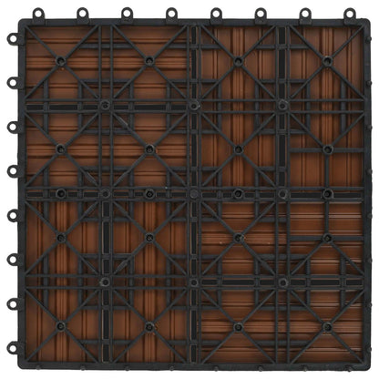 Decking Tile 11 pcs Brown 30 x 30 cm WPC