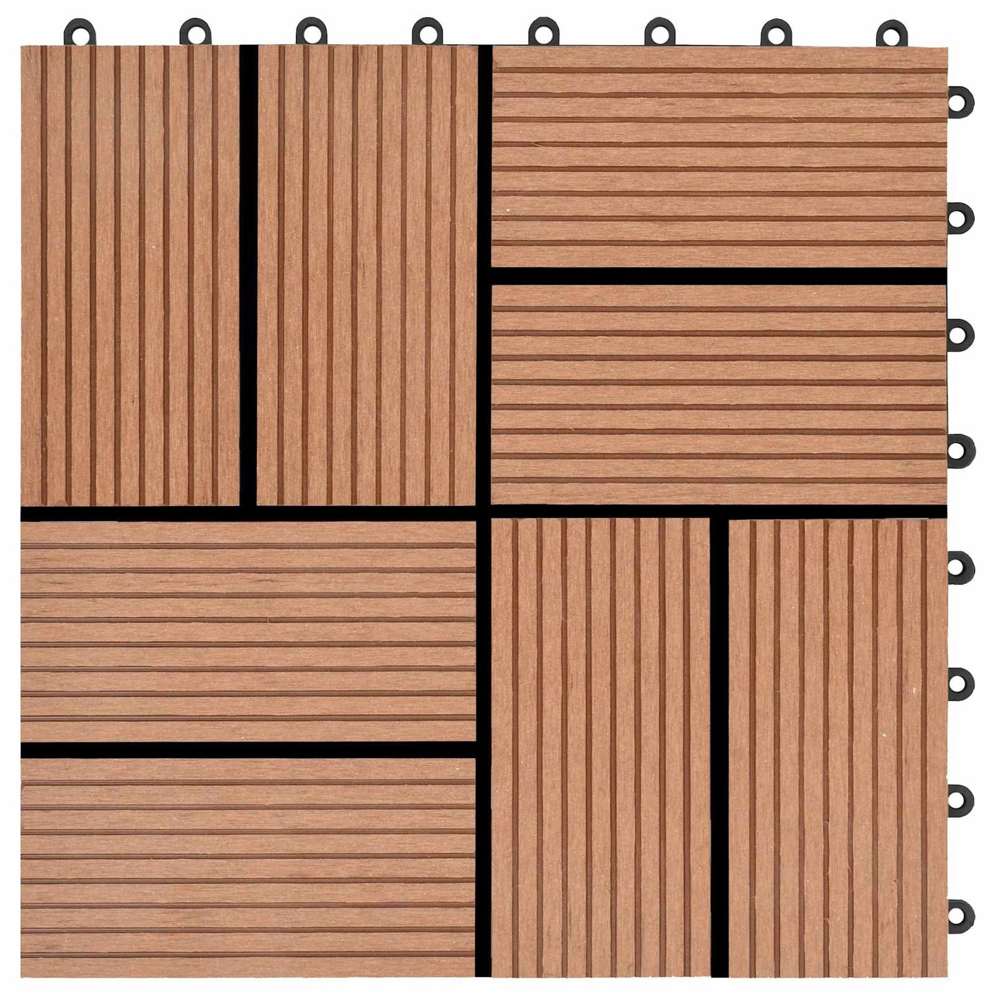 Decking Tile 11 pcs Brown 30 x 30 cm WPC