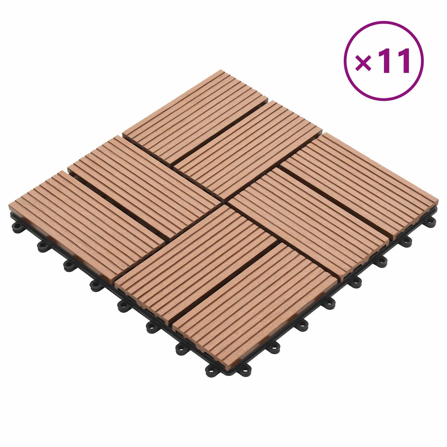 Decking Tile 11 pcs Brown 30 x 30 cm WPC