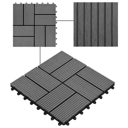 Decking Tile 11 pcs Grey 30 x 30 cm WPC