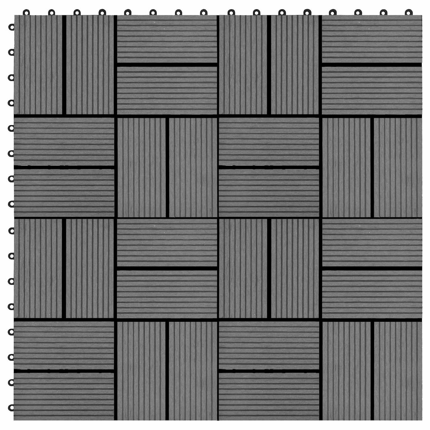 Decking Tile 11 pcs Grey 30 x 30 cm WPC